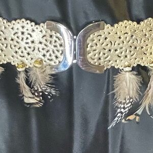 Elegant Gold and Silver Feather Belt
